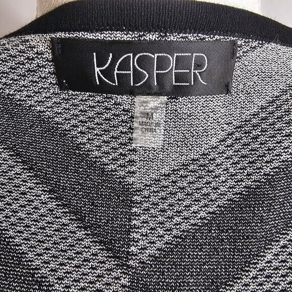 Kasper Chevron Cardigan Black White Gray - Picture 3 of 4